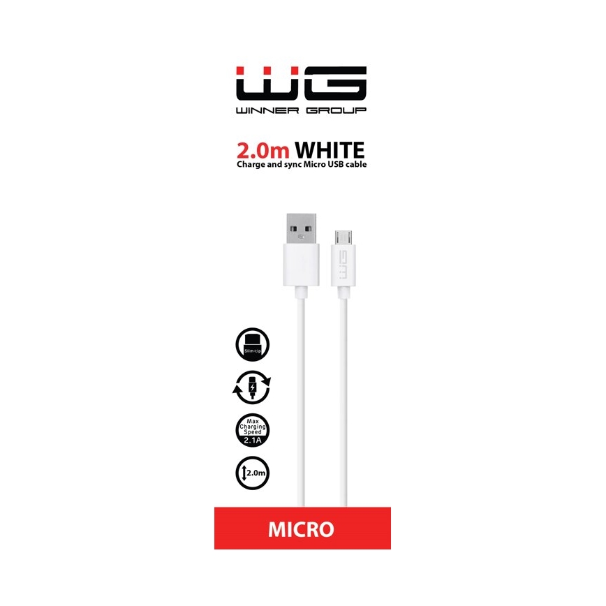Winner Group - USB-kabel Micro USB / USB-A 2m wit