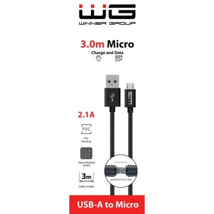 Winner Group - USB-kabel Micro USB / USB-A 3m zwart