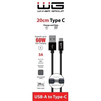 Winner Group - USB-kabel USB-C / USB-A 20cm zwart