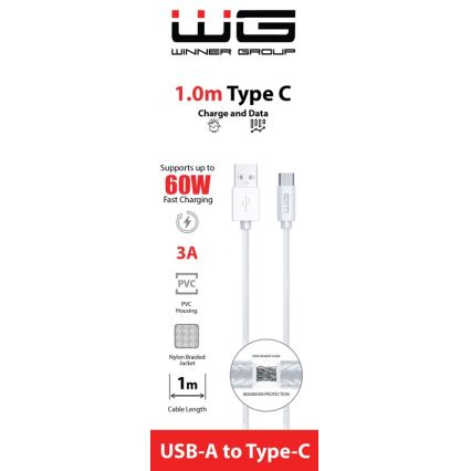 Winner Group - USB-kabel USB-C / USB-A 60W 1m wit
