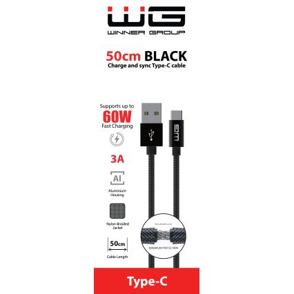 Winner Group - USB-kabel USB-C / USB-A 60W 50cm zwart