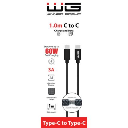 Winner Group - USB-kabel USB-C / USB-C 60W 1m zwart