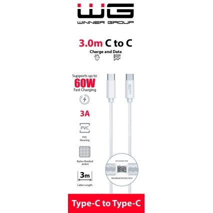 Winner Group - USB-kabel USB-C / USB-C 60W 3m wit