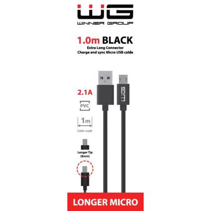 Winner Group - USB-kabel verlengd Micro USB / USB-A 1m zwart