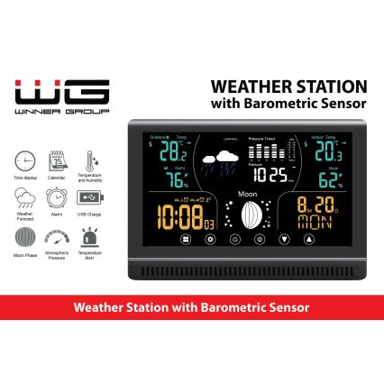 Winner Group - Weerstation met LCD kleurendisplay en wekker 5xAAA