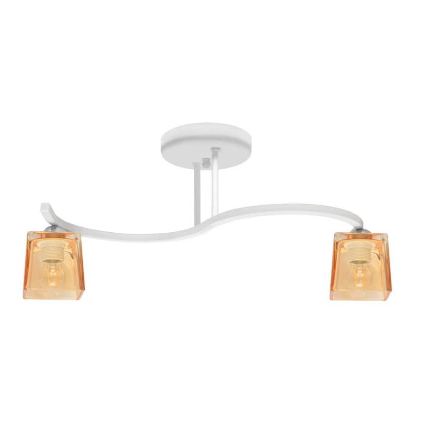 Wit Oranje Opbouw plafondlamp SANTOS 2x E27 / 15W / 230V