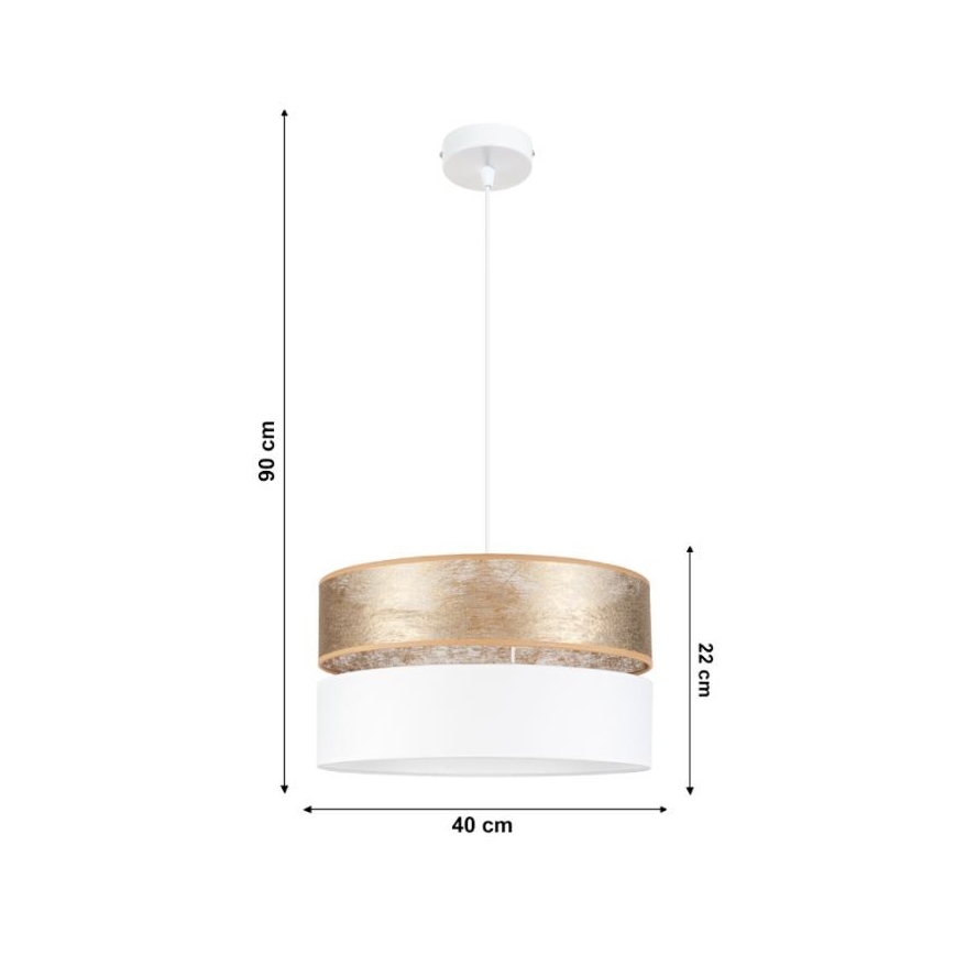 Witte Goudkleurige Hanglamp aan een koord LIMA 1x E27 / 60W / 230V