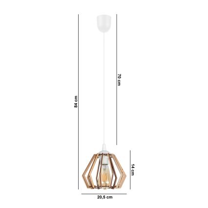 Witte Hanglamp aan een koord BERGO 1x E27 / 60W / 230V