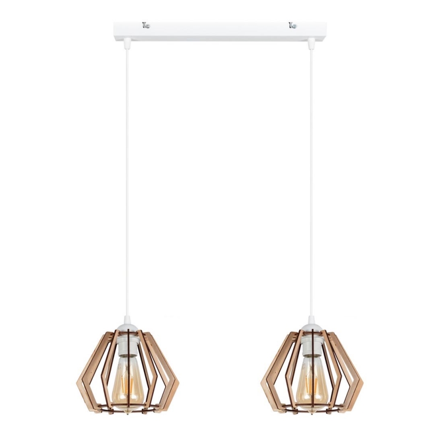 Witte Hanglamp aan een koord BERGO 2x E27 / 60W / 230V