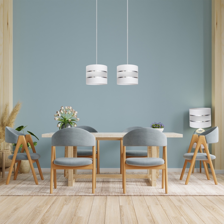 Witte Hanglamp HELEN 2x E27 / 15W / 230V