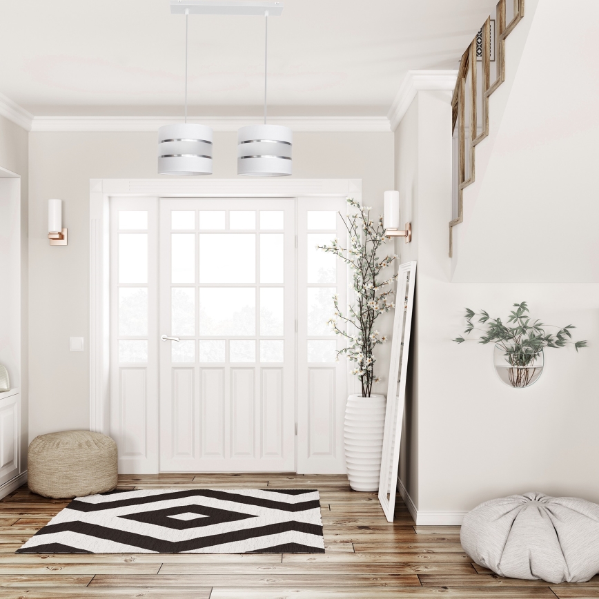 Witte Hanglamp HELEN 2x E27 / 15W / 230V