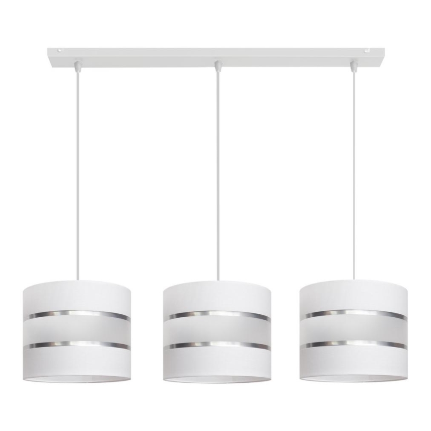 Witte Hanglamp HELEN 3x E27 / 15W / 230V