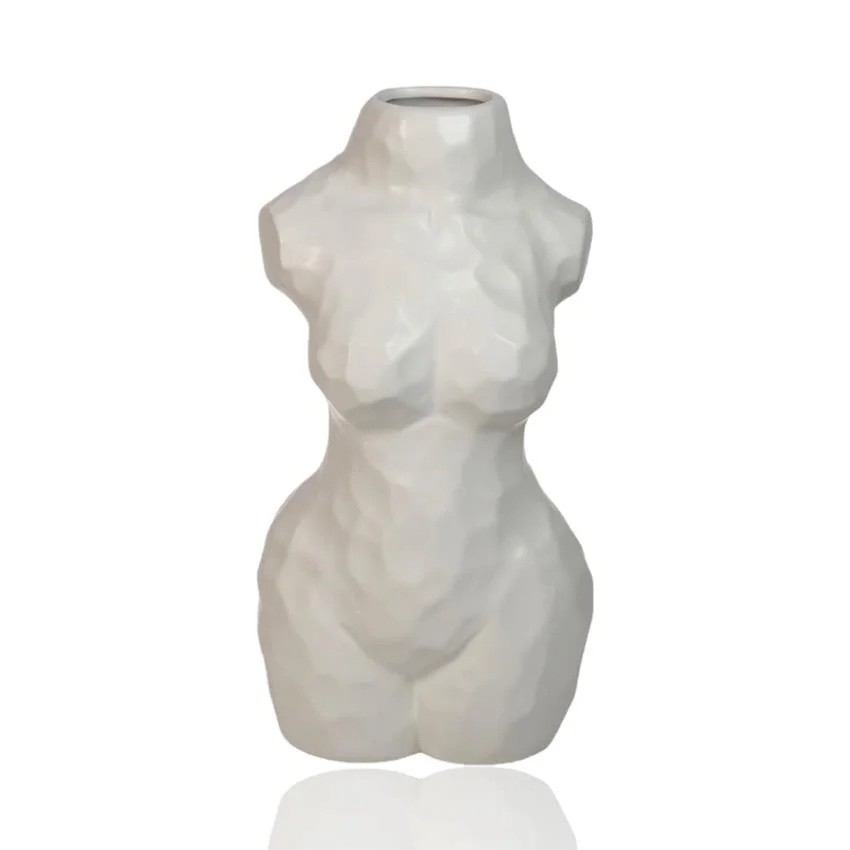 Witte keramische vaas 30 cm