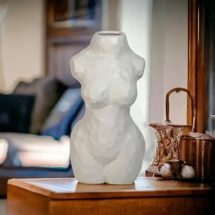 Witte keramische vaas 30 cm