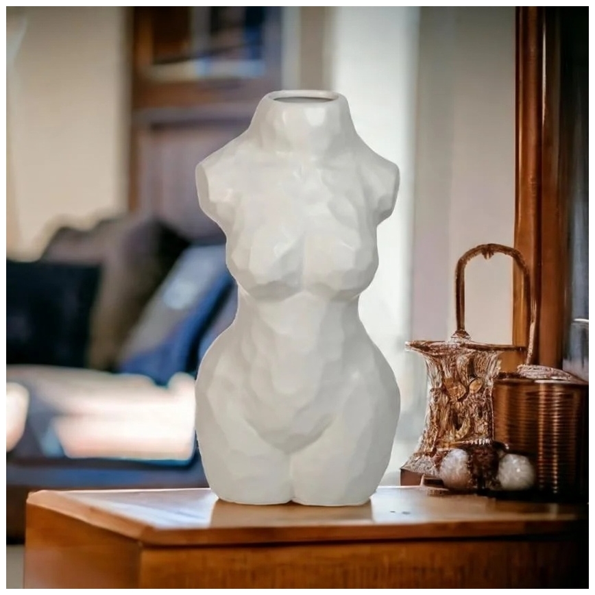 Witte keramische vaas 30 cm