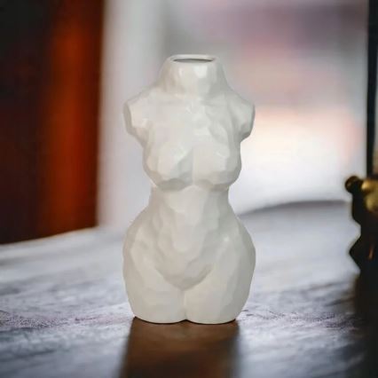 Witte keramische vaas 30 cm