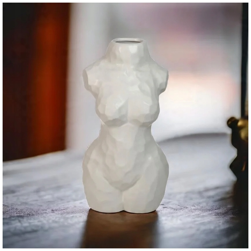 Witte keramische vaas 30 cm
