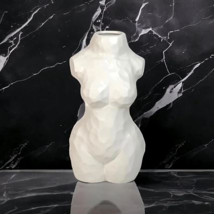 Witte keramische vaas 30 cm