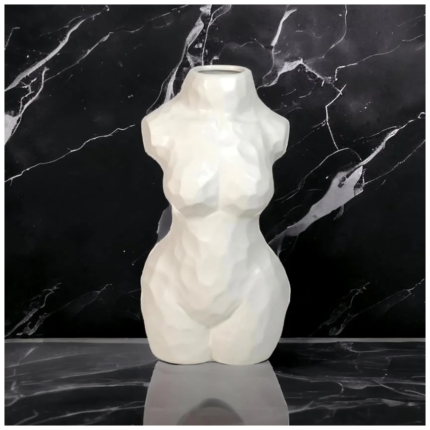 Witte keramische vaas 30 cm