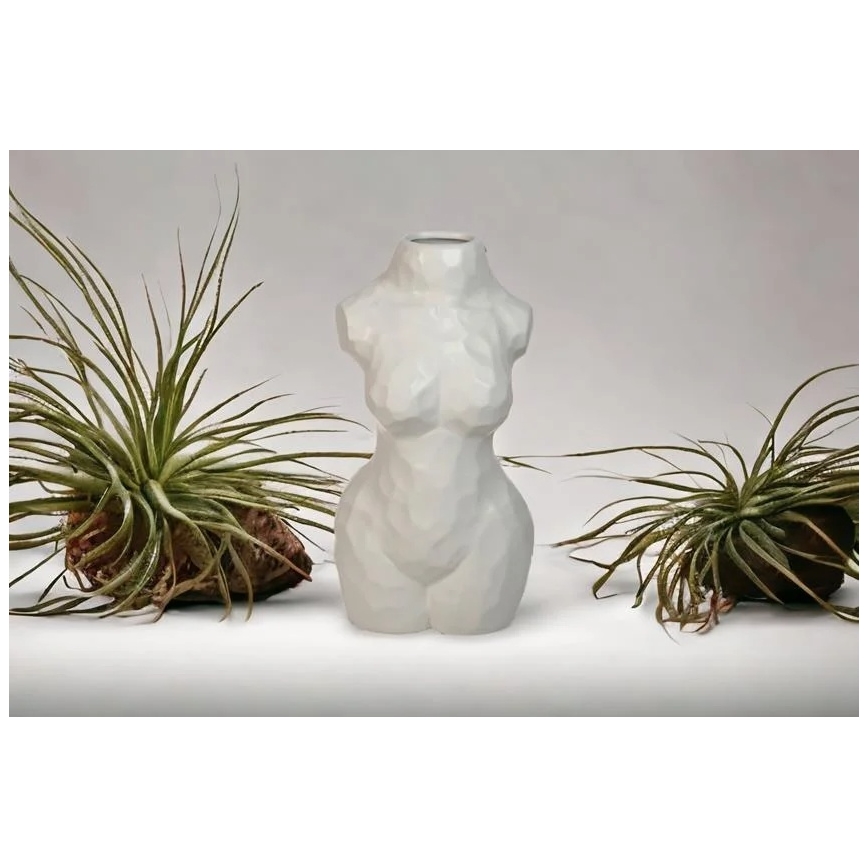 Witte keramische vaas 30 cm