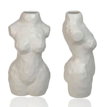 Witte keramische vaas 30 cm