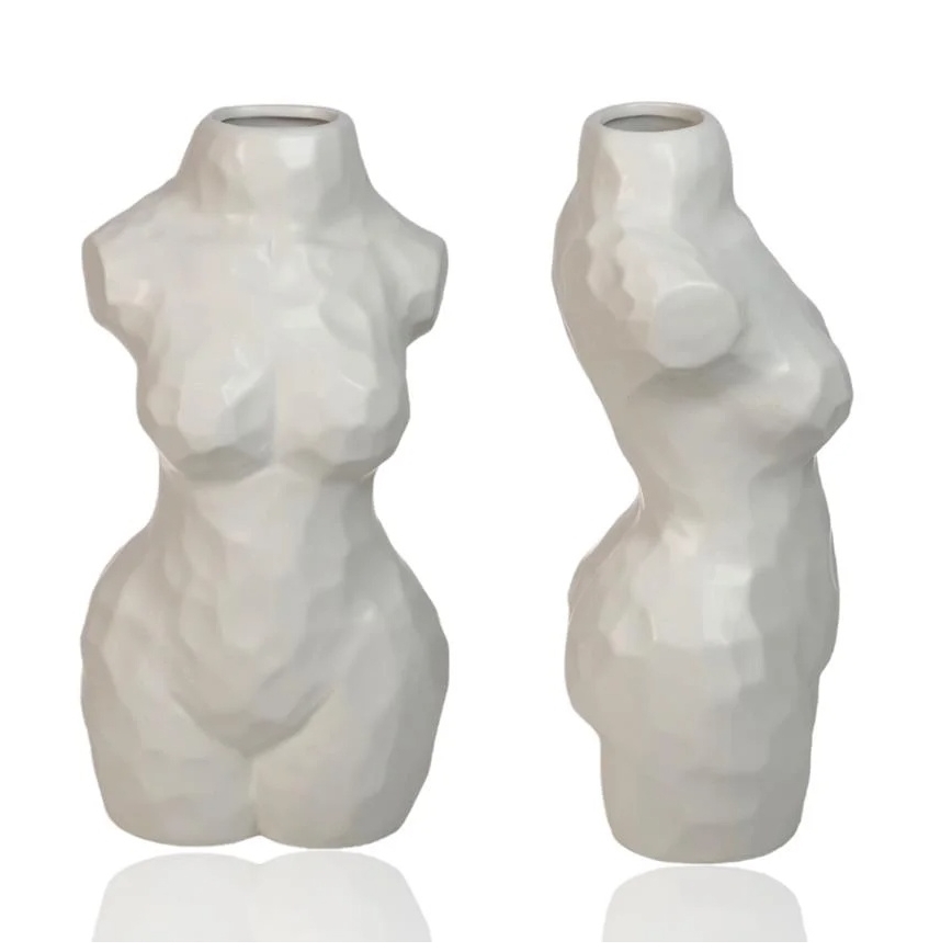 Witte keramische vaas 30 cm