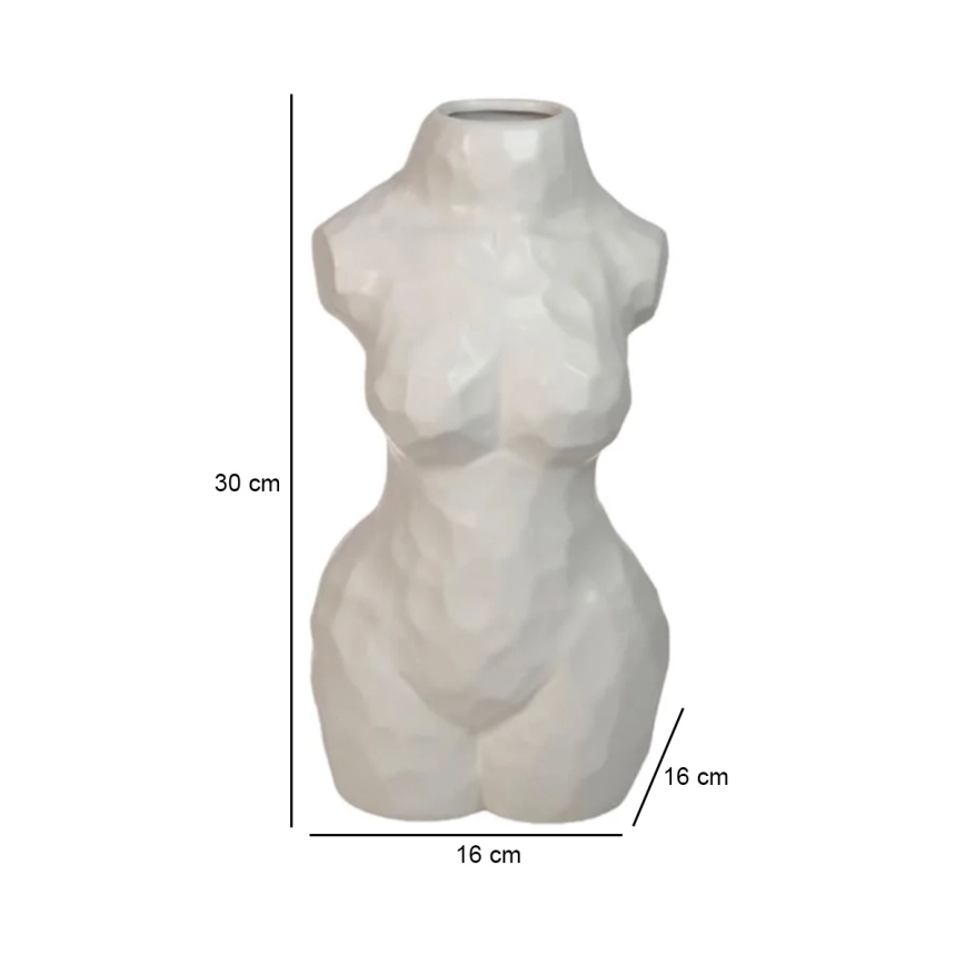 Witte keramische vaas 30 cm