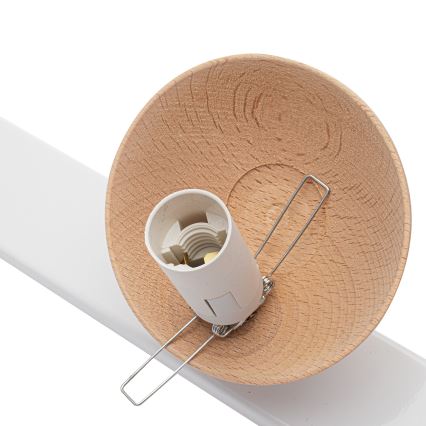 Witte Opbouw plafondlamp SFERA WOOD 3x E14 / 40W / 230V