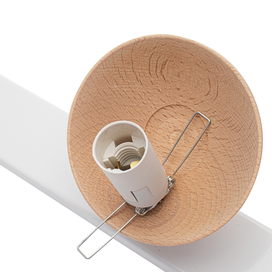 Witte Opbouw plafondlamp SFERA WOOD 3x E14 / 40W / 230V