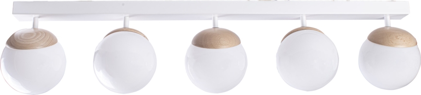 Witte Opbouw plafondlamp SFERA WOOD 5x E14 / 40W / 230V