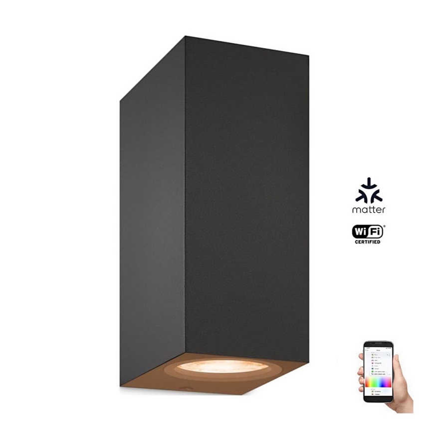 WiZ -Applique murale LED RVBW à intensité variable UP&DOWN 2xGU10/4,7W/230V 2200-6500K Wi-Fi CRI 90 noire