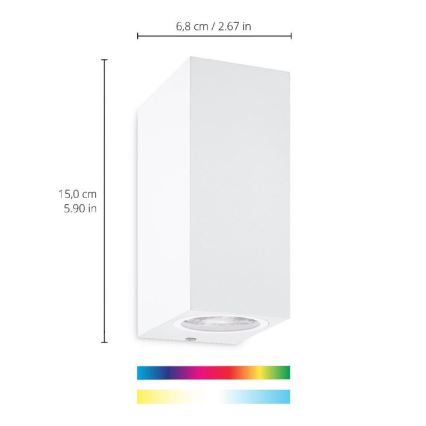 WiZ - Applique murale LED RVBW à intensité variable UP&DOWN 2xGU10/4,7W/230V 2200-6500K Wi-Fi CRI 90 blanc