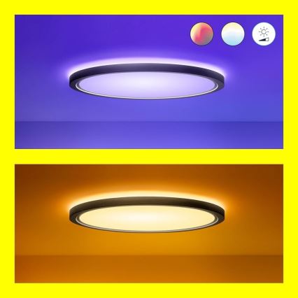 WiZ - Dimbare LED RGB plafondlamp SUPERSLIM LED/22W/230V 2700-6500K Wi-Fi zwart