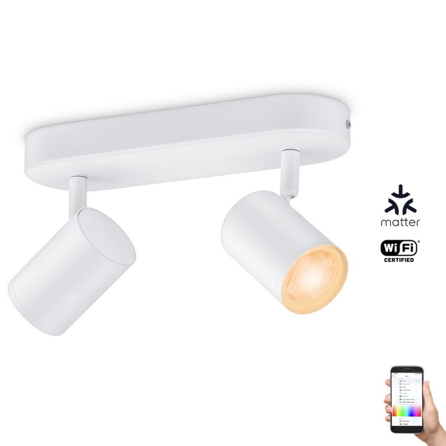 WiZ - Dimbare LED RGBW Spot IMAGEO 2xGU10/4,9W/230V 2200-6500K Wi-Fi CRI 90 wit