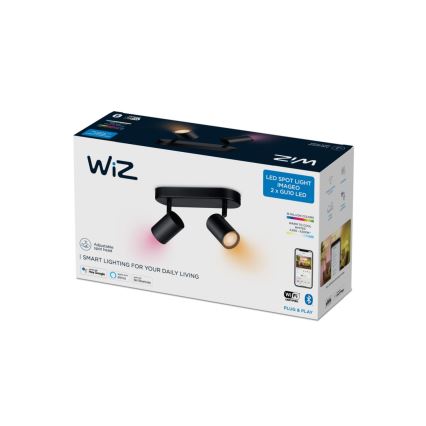 WiZ - Dimbare LED RGBW Spot IMAGEO 2xGU10/4,9W/230V 2200-6500K Wi-Fi CRI 90 zwart