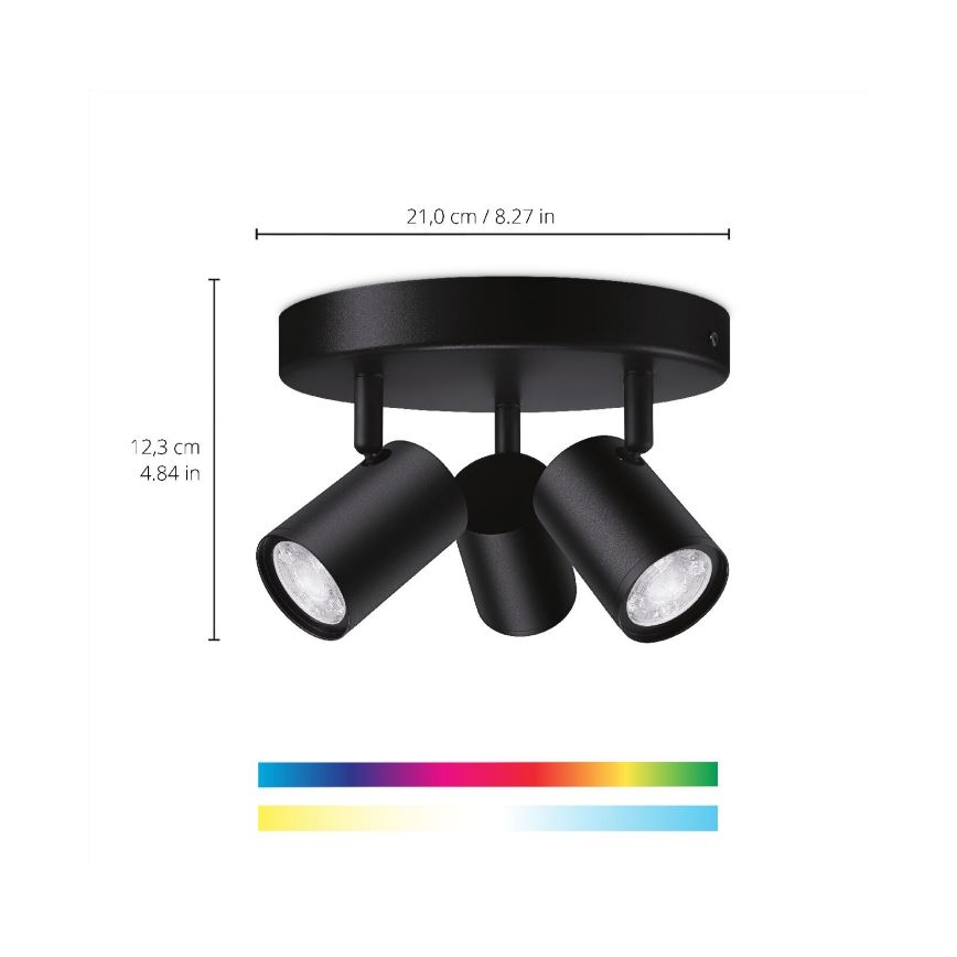 WiZ - Dimbare LED RGBW Spot IMAGEO 3xGU10/4,9W/230V 2200-6500K Wi-Fi CRI 90 zwart