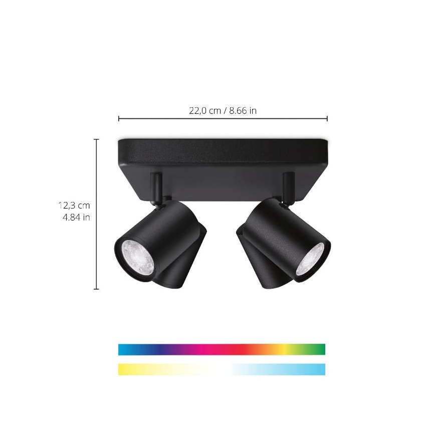 WiZ - Dimbare LED RGBW Spot IMAGEO 4xGU10/4,9W/230V 2200-6500K Wi-Fi CRI 90 zwart