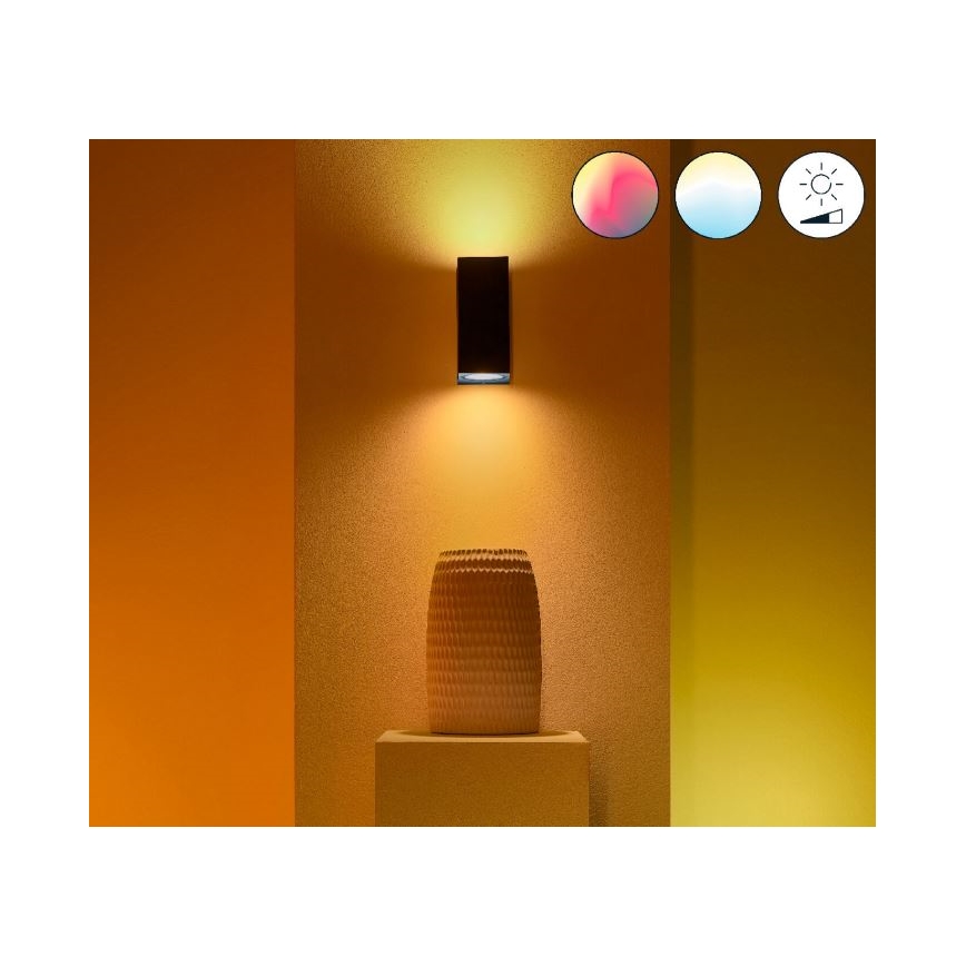 WiZ - Dimbare LED RGBW Wandlamp UP&DOWN 2xGU10/4,7W/230V 2200-6500K Wi-Fi CRI 90 zwart