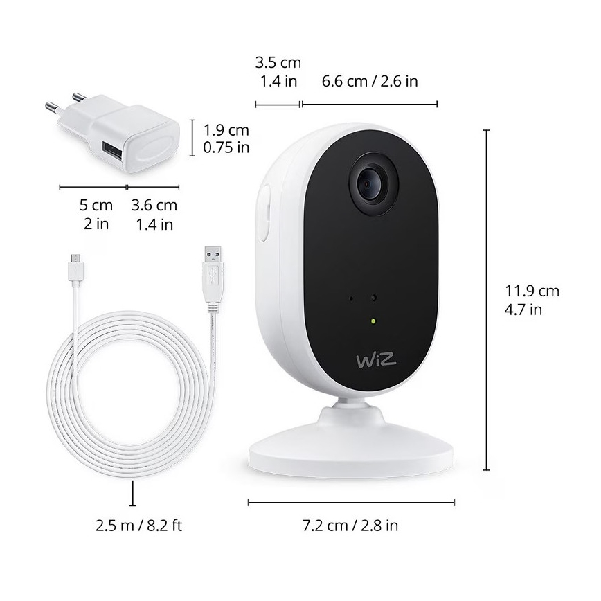 WiZ - Kit de surveillance d'intérieur : 1x camera + 3x LED RGB ampoule A60 E27/8,5W/230V Wi-Fi