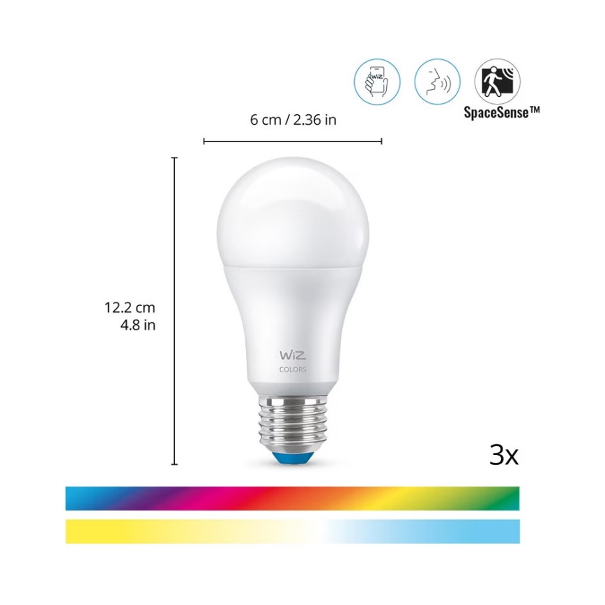 WiZ - Kit de surveillance d'intérieur : 1x camera + 3x LED RGB ampoule A60 E27/8,5W/230V Wi-Fi