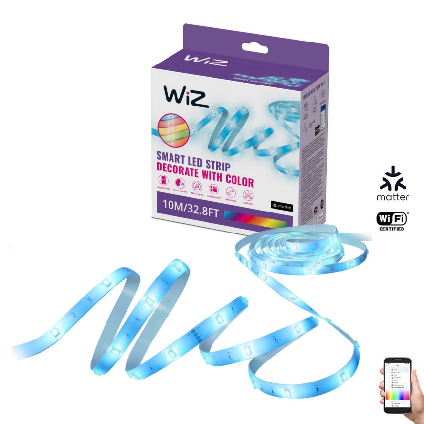 WiZ - LED RGBW dimbare strip 10m LED/12W/230V 2700-6500K Wi-Fi