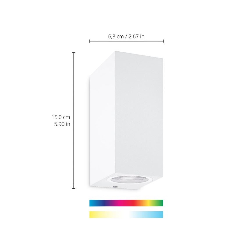 WiZ - LED RGBW dimbare wandlamp UP&DOWN 2xGU10/4,7W/230V 2200-6500K Wi-Fi CRI 90 wit