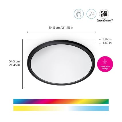 WiZ - Plafonnier à intensité variable LED RVB SUPERSLIM LED/32W/230V 2700-6500K Wi-Fi noir