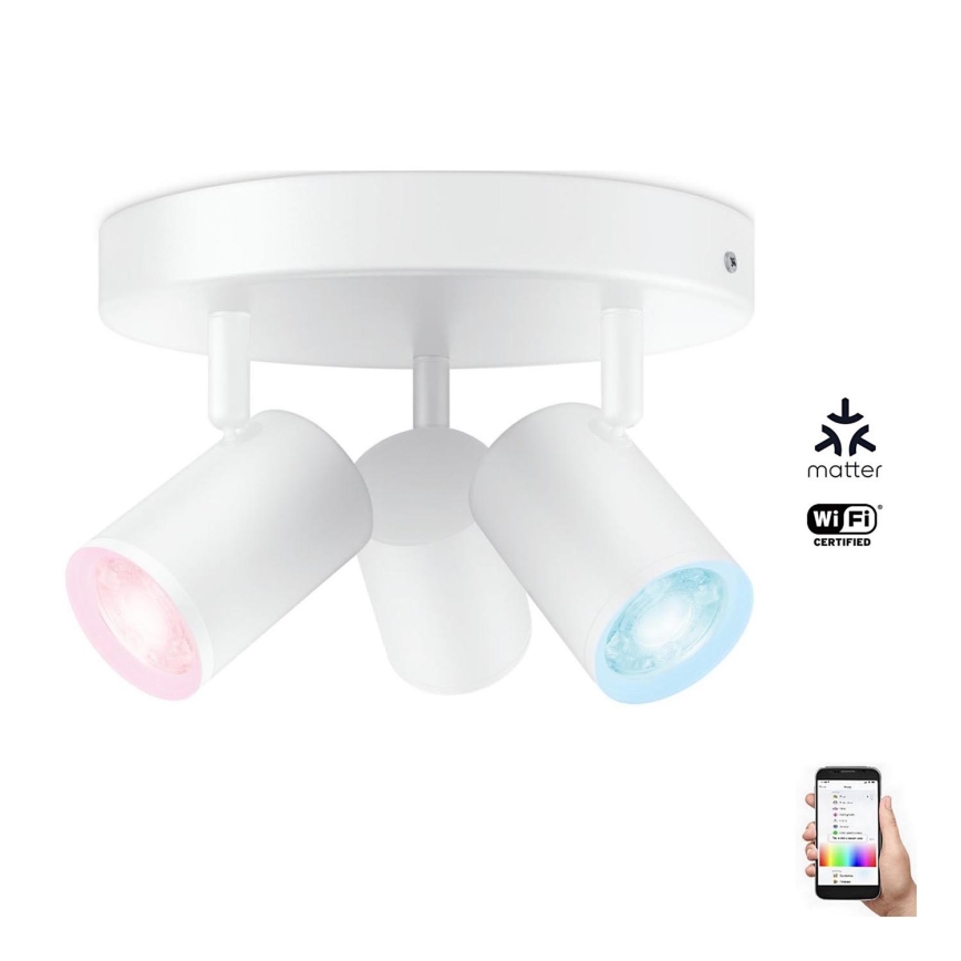 WiZ - Spot LED RVBW à intensité variable IMAGEO 3xGU10/4,9W/230V 2200-6500K Wi-Fi CRI 90 blanc