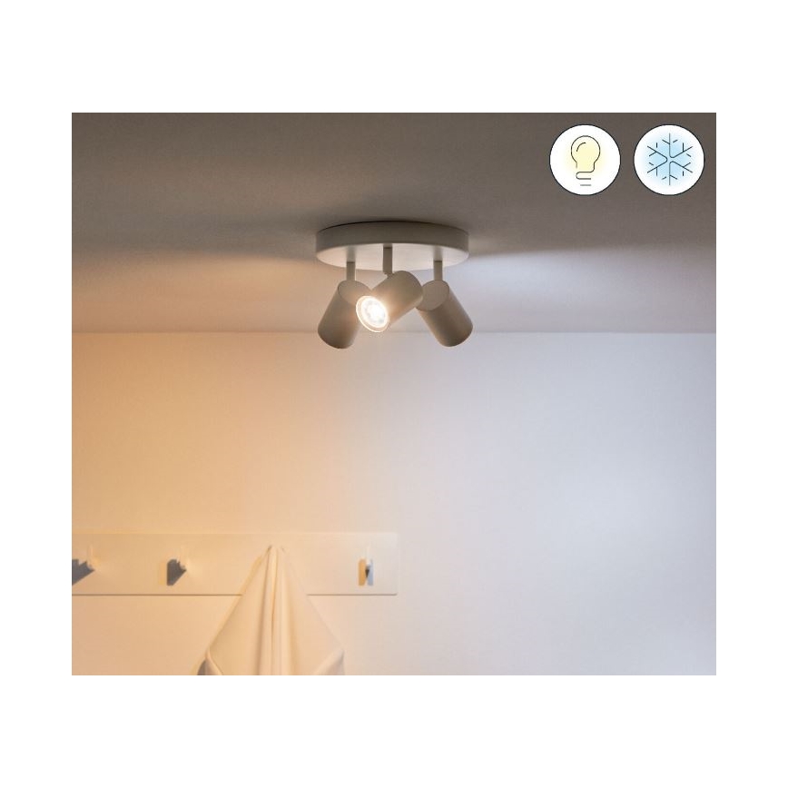 WiZ - Spot LED RVBW à intensité variable IMAGEO 3xGU10/4,9W/230V 2200-6500K Wi-Fi CRI 90 blanc