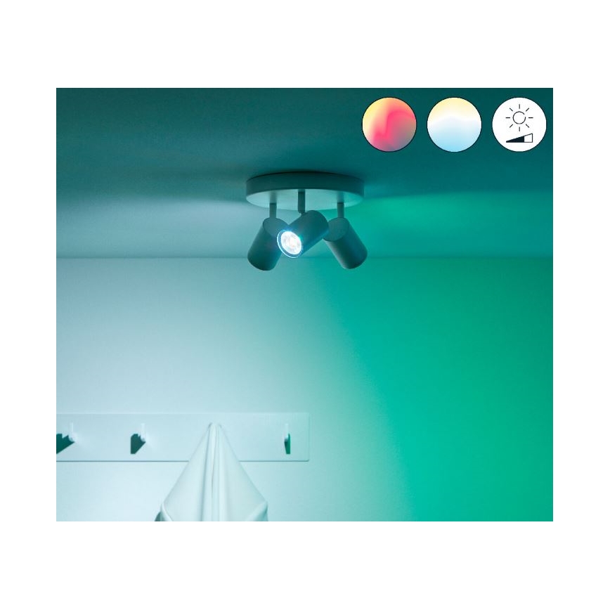 WiZ - Spot LED RVBW à intensité variable IMAGEO 3xGU10/4,9W/230V 2200-6500K Wi-Fi CRI 90 blanc