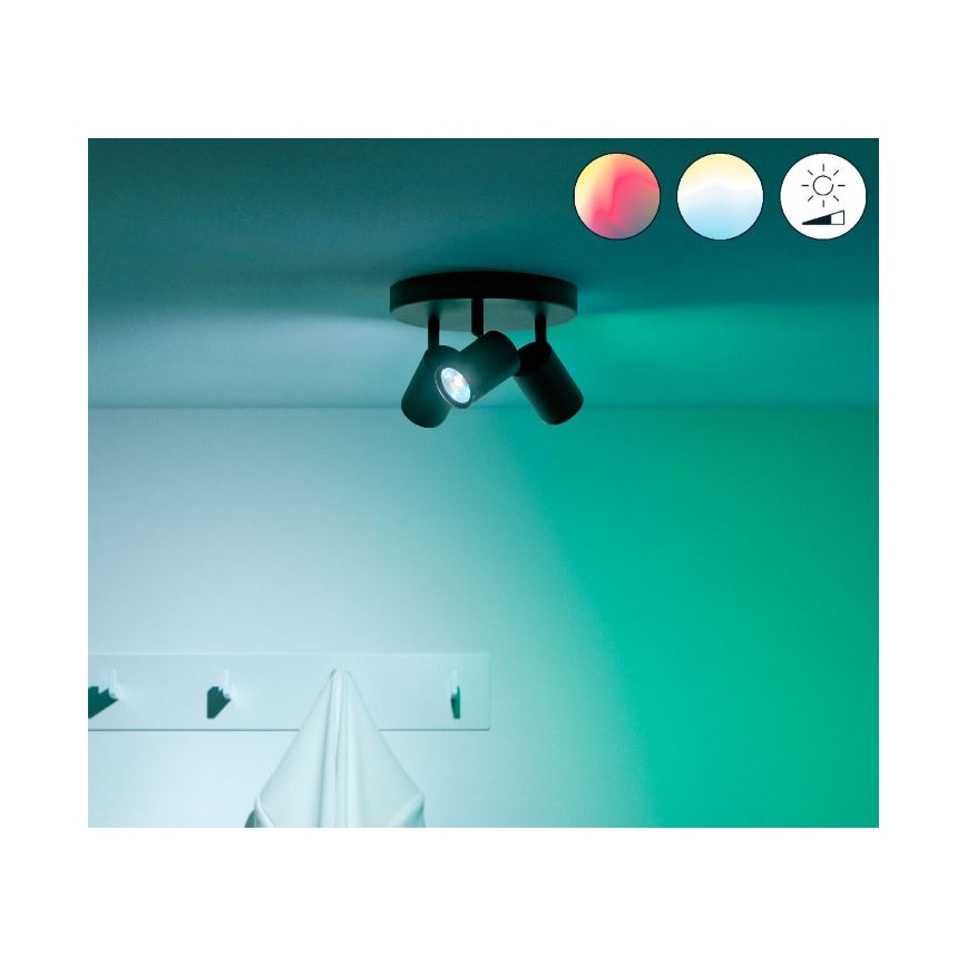 WiZ - Spot LED RVBW à intensité variable IMAGEO 3xGU10/4,9W/230V 2200-6500K Wi-Fi CRI 90 noir