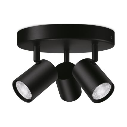 WiZ - Spot LED RVBW à intensité variable IMAGEO 3xGU10/4,9W/230V 2200-6500K Wi-Fi CRI 90 noir