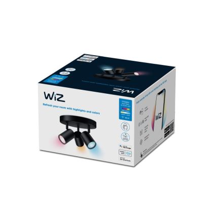 WiZ - Spot LED RVBW à intensité variable IMAGEO 3xGU10/4,9W/230V 2200-6500K Wi-Fi CRI 90 noir