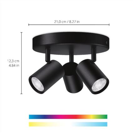 WiZ - Spot LED RVBW à intensité variable IMAGEO 3xGU10/4,9W/230V 2200-6500K Wi-Fi CRI 90 noir